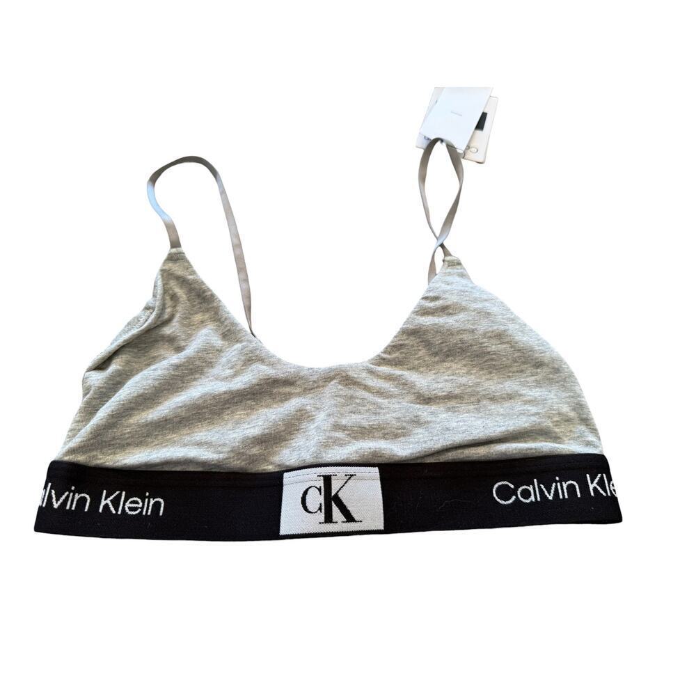 Calvin Klein Women's Gray Cotton Stretch Unlined Bralette Size XS - Picture 5 of 9